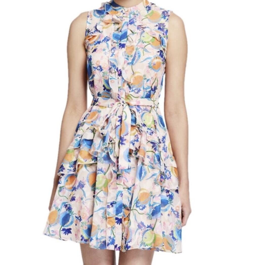 Saloni Tilly Belted Floral Mini Dress
